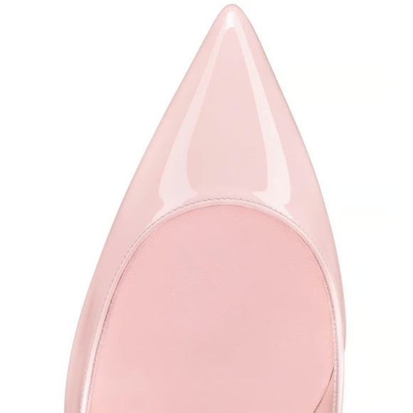 Christian Louboutin Kate 100 Poupee Pink Patent Leather Pointed Toe Heel Pump 35 - Picture 9 of 12